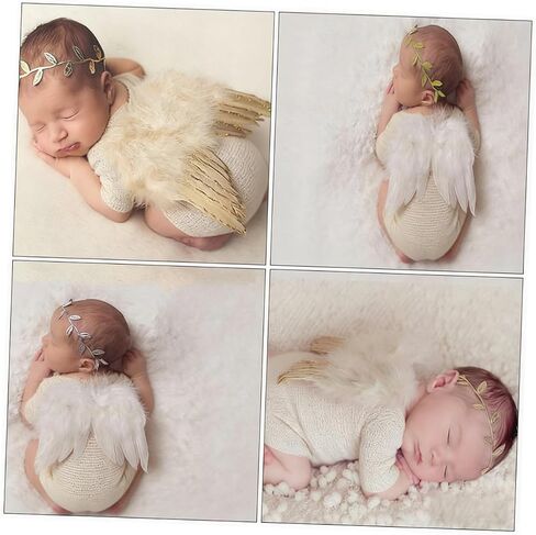 Artibetter Angel Wings with Headband Newborn Photo Props Set Photography Decor Light and Design Newborn Photo Shoot Accessories in Kuwait