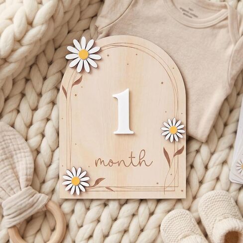 Baby Monthly Milestone Signs, 1–12 Month Baby Milestone Markers, Newborn Photography Props, Nursery Decor (D17) in Kuwait