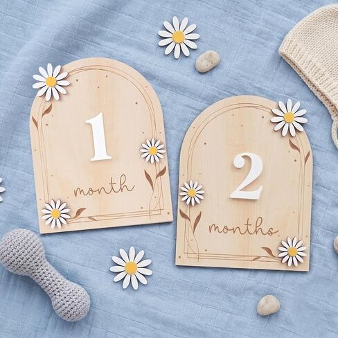 Baby Monthly Milestone Signs, 1–12 Month Baby Milestone Markers, Newborn Photography Props, Nursery Decor (D17) in Kuwait