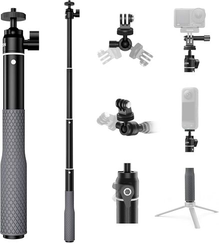 TELESIN 15.7" Mini Selfie Stick Tripod for DJI GoPro Insta360 Action Camera | Extended Handle Grip Fit for DJI OSMO Nano Action 6 5 4, Pocket 4 3, GoPro Hero 13 12, Insta360 Luna Ultra X5 X4, Xtra Edge in Kuwait