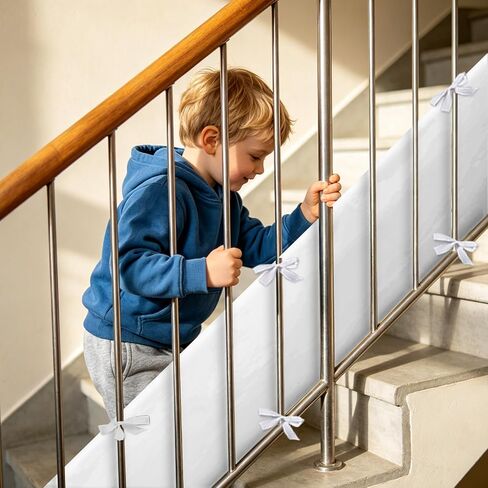 4pc Soft Edge Protection for Children Railings, Safety Frame,Balcony Railing Bottom Protection, Stair Railings, Anti-Collision Protection, Easy to Install, Washable.(White) in Kuwait