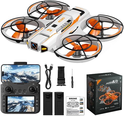 Drone with 2K Carmera for Adults&Beginner | 5''Screen Control RC Quadcopter,30 Mins Flight,Palm,Takeoff and Return,360 Obstacle Avoid,2 batteries,249g in Kuwait