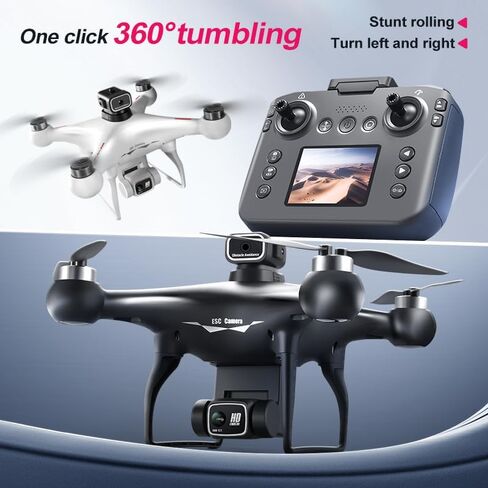 Brushless Motor Drones with Camera and Obstacle Avoidance, Drone for Adults | FPV RC Quadcopter with Screen Remote, One-Key Takeoff, Hovering, Optical Flow Positioning, 2 Batteries for Beginners in Kuwait
