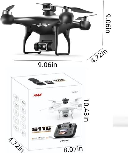 Brushless Motor Drones with Camera and Obstacle Avoidance, Drone for Adults | FPV RC Quadcopter with Screen Remote, One-Key Takeoff, Hovering, Optical Flow Positioning, 2 Batteries for Beginners in Kuwait