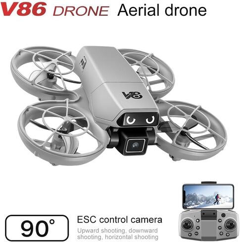 RC Small Drone with Dual Cameras, LED Lights, All-Round Propeller Guard, Intelligent Obstacle Avoidance, Altitude Hold, Hovering, One-Key Takeoff, 3D Flips, APP Control, Palm Takeoff, Equipped with Standard Long-Life Battery, Beginner-Friendly FPV Remote  in Kuwait