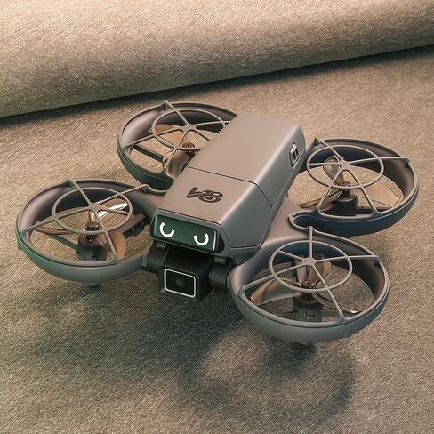 RC Small Drone with Dual Cameras, LED Lights, All-Round Propeller Guard, Intelligent Obstacle Avoidance, Altitude Hold, Hovering, One-Key Takeoff, 3D Flips, APP Control, Palm Takeoff, Equipped with Standard Long-Life Battery, Beginner-Friendly FPV Remote  in Kuwait
