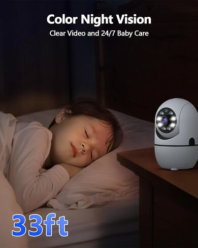 2K Indoor WiFi Security Camera, 360° Wireless Cameras for Home Security | Baby/Pet/Dog Video Surveillance Camera, 2-Way Audio, Color Night Vision, Auto Tracking, No monthly Fees in Kuwait
