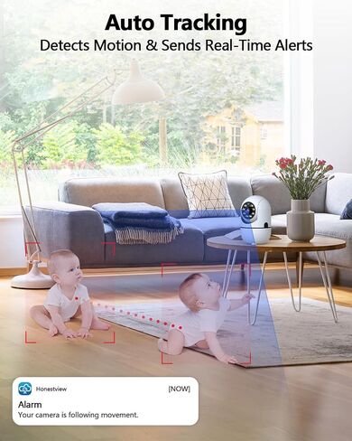 2K Indoor WiFi Security Camera, 360° Wireless Cameras for Home Security | Baby/Pet/Dog Video Surveillance Camera, 2-Way Audio, Color Night Vision, Auto Tracking, No monthly Fees in Kuwait