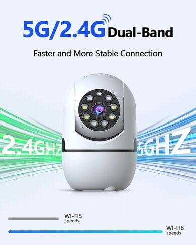 2K Indoor WiFi Security Camera, 360° Wireless Cameras for Home Security | Baby/Pet/Dog Video Surveillance Camera, 2-Way Audio, Color Night Vision, Auto Tracking, No monthly Fees in Kuwait