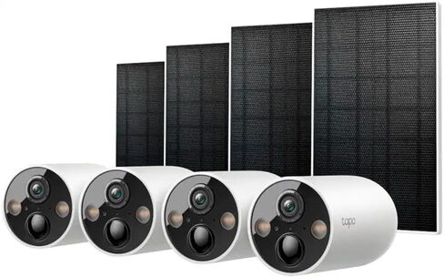 Wireless 2K Outdoor Security Cameras with Solar Panels (4-Pack) - Battery Powered - No Monthly Fees - TP-Link in Kuwait