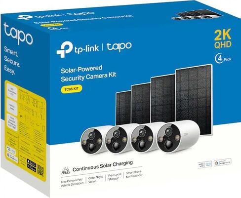 Wireless 2K Outdoor Security Cameras with Solar Panels (4-Pack) - Battery Powered - No Monthly Fees - TP-Link in Kuwait