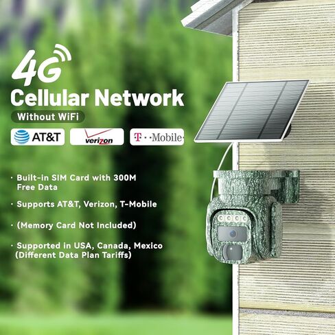 4G LTE Cellular Solar Security Camera Wireless Outdoor, No WiFi Security Camera, 2K Cam Built-in SIM Card Unlimited Data Plan, Color Night Vision, 2-Way Audio, 355° Live View, PIR Motion Sensor, IP65 in Kuwait