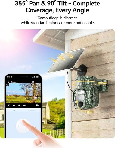 4G LTE Cellular Solar Security Camera Wireless Outdoor, No WiFi Security Camera, 2K Cam Built-in SIM Card Unlimited Data Plan, Color Night Vision, 2-Way Audio, 355° Live View, PIR Motion Sensor, IP65 in Kuwait