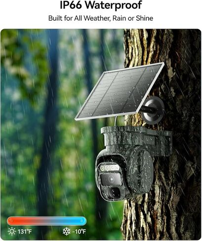 4G LTE Cellular Solar Security Camera Wireless Outdoor, No WiFi Security Camera, 2K Cam Built-in SIM Card Unlimited Data Plan, Color Night Vision, 2-Way Audio, 355° Live View, PIR Motion Sensor, IP65 in Kuwait