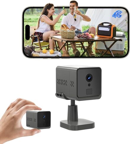 4G LTE Cellular Security Hidden Camera: Mini Camera No WiFi Needed | Built-in SIM Card, Portable Magnetic Design,2K Night Vision,2-Way Talk & Siren,Motion Detection,Travel,RV, Car,Truck,Off Grid in Kuwait