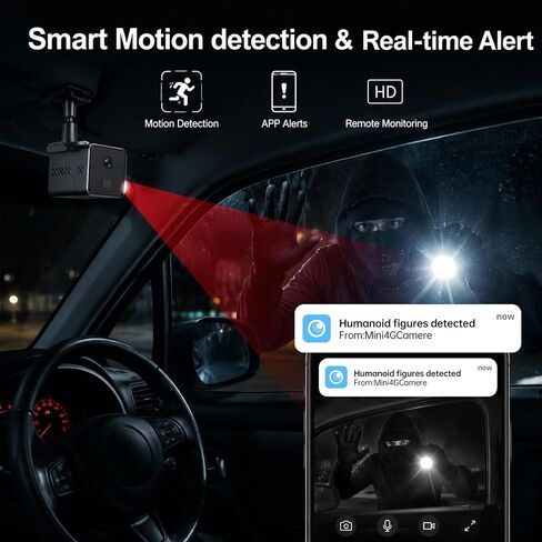 4G LTE Cellular Security Hidden Camera: Mini Camera No WiFi Needed | Built-in SIM Card, Portable Magnetic Design,2K Night Vision,2-Way Talk & Siren,Motion Detection,Travel,RV, Car,Truck,Off Grid in Kuwait