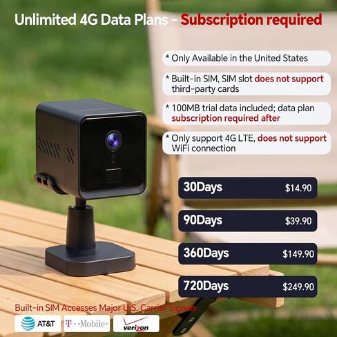 4G LTE Cellular Security Hidden Camera: Mini Camera No WiFi Needed | Built-in SIM Card, Portable Magnetic Design,2K Night Vision,2-Way Talk & Siren,Motion Detection,Travel,RV, Car,Truck,Off Grid in Kuwait