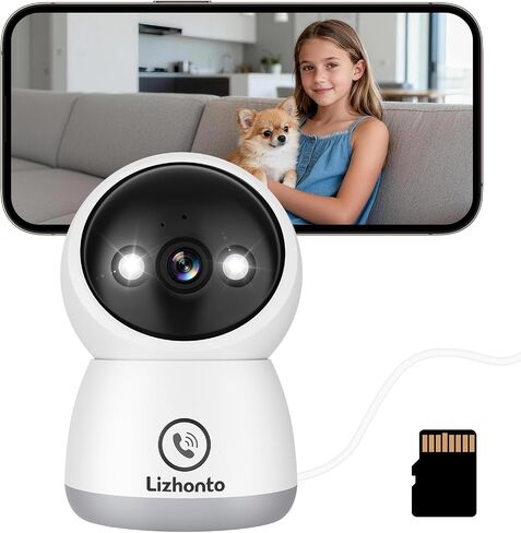 3MP WiFi Indoor Pet Security Camera | 360° Pan Tilt, 16GB Local Storage, Plug-In Wired Power | Color Night Vision, Motion Detection for Baby, Pets, Home in Kuwait