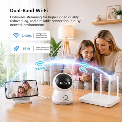 3MP WiFi Indoor Pet Security Camera | 360° Pan Tilt, 16GB Local Storage, Plug-In Wired Power | Color Night Vision, Motion Detection for Baby, Pets, Home in Kuwait