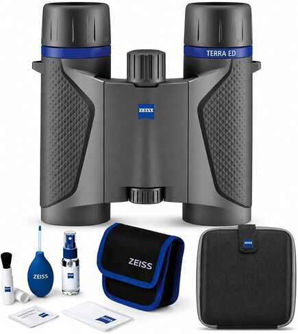 ZEISS Terra ED Pocket 10x25 Compact Binoculars, Black, Lens Cleaning Kit in Kuwait