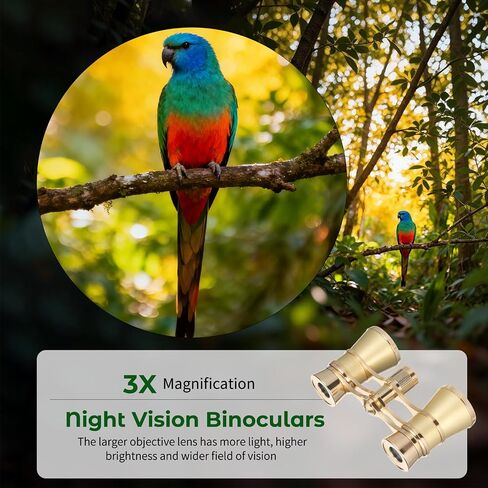 COHEALI 3x25 Portable Lightweight Binoculars with High Definition Lens, Aluminum Alloy Stylish and Elegant Telescope for Bird Watching and Events, Golden Outdoor Travel Handheld Telescope in Kuwait