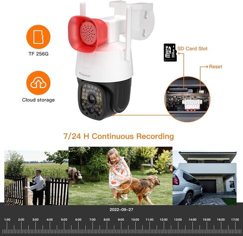 VSTARCAM 3MP Security Camera Outdoor,Home Camera Security, Outdoor WiFi Camera with 2.5-Inch High-Decibel Speaker, 360° PTZ Camera, Motion Detection,Two-Way Audio,Siren, Color Night Vision 01 in Kuwait