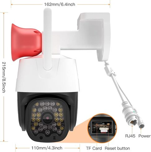 VSTARCAM 3MP Security Camera Outdoor,Home Camera Security, Outdoor WiFi Camera with 2.5-Inch High-Decibel Speaker, 360° PTZ Camera, Motion Detection,Two-Way Audio,Siren, Color Night Vision 01 in Kuwait