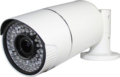SINIS 2MP Analog Security Camera, Outdoor Bullet with 165ft IR Night Vision | 72 IR Leds,2.8mm-12mm Manual Focus/Zoom Varifocal Lens,4-in-1(TVI/AHD/CVI/CVBS),Weatherproof IP67,Big White Metal Housing in Kuwait