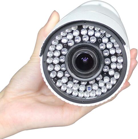 SINIS 2MP Analog Security Camera, Outdoor Bullet with 165ft IR Night Vision | 72 IR Leds,2.8mm-12mm Manual Focus/Zoom Varifocal Lens,4-in-1(TVI/AHD/CVI/CVBS),Weatherproof IP67,Big White Metal Housing in Kuwait