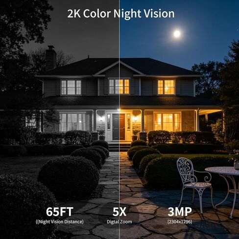 JOOAN 2K Dual Lens Solar Security Camera Wireless Outdoor, 2.4G WiFi Battery Outside Camera w/PTZ Auto Tracking, Sound/Human Detection, Color Night Vision,2-Way Audio,IP66 Waterproof,SD/Cloud Storage in Kuwait