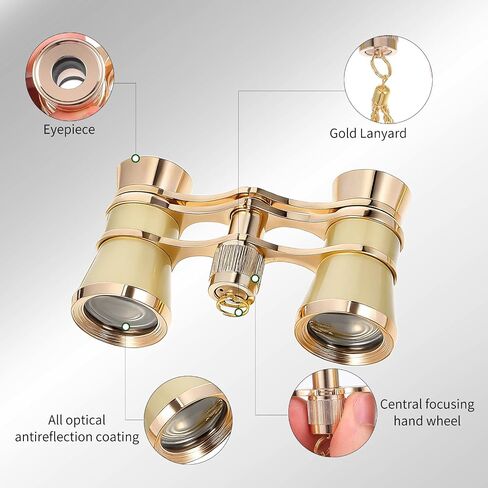 VALICLUD Portable 3x25 Binoculars Telescope with Aluminum Alloy Body and Elegant Golden Finish, Low Light Night Vision for Bird Watching and Outdoor Events in Kuwait