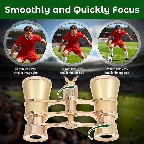 VALICLUD Portable 3x25 Binoculars Telescope with Aluminum Alloy Body and Elegant Golden Finish, Low Light Night Vision for Bird Watching and Outdoor Events in Kuwait