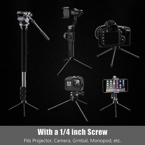 Mini Metal Tripod, Desktop Tripod with 1/4 Inch Screws, Suitable for Projectors and All Cameras, black, 500094070 in Kuwait