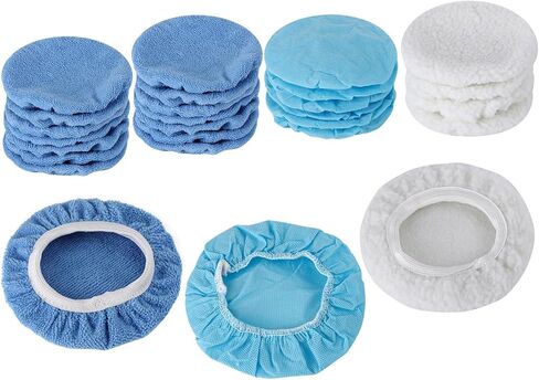 24 Pieces Car Orbital Buffer Polisher Pad, 5-6 Inches Bonnet Microfiber Max Bonnet Polishing Buffing Pad Cover in Kuwait