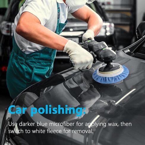 24 Pieces Car Orbital Buffer Polisher Pad, 5-6 Inches Bonnet Microfiber Max Bonnet Polishing Buffing Pad Cover in Kuwait
