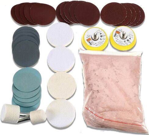 Glass Polishing Kit, 34Pcs Deep Scratch Remover Set for Windshield, Windows & Glass Repair with Felt Polishing Pads in Kuwait