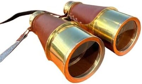 Vintage Brass Binoculars with Leather Case | Handmade Antique Opera Glasses | Nautical Marine Telescope Replica | Decorative Collectible in Kuwait