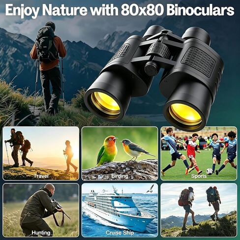 Binocularsfor Adults 80X80 High Power for Bird Watching Hunting Camping | Portable High Magnification Long Range Lightweight Travel Kids High Power Stand Bird Watching Binocular Hiking Camping in Kuwait