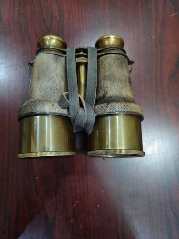 Vintage Brass Binocular with Engraved Leather Cover | Handmade Antique Maritime Opera Glasses | Nautical Collectible | Decorative Binocular in Kuwait