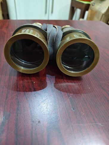 Vintage Brass Binocular with Engraved Leather Cover | Handmade Antique Maritime Opera Glasses | Nautical Collectible | Decorative Binocular in Kuwait