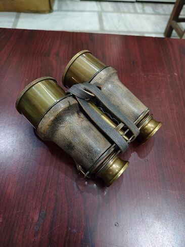 Vintage Brass Binocular with Engraved Leather Cover | Handmade Antique Maritime Opera Glasses | Nautical Collectible | Decorative Binocular in Kuwait