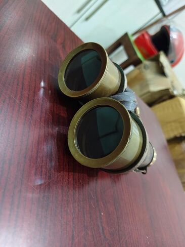 Vintage Brass Binocular with Engraved Leather Cover | Handmade Antique Maritime Opera Glasses | Nautical Collectible | Decorative Binocular in Kuwait