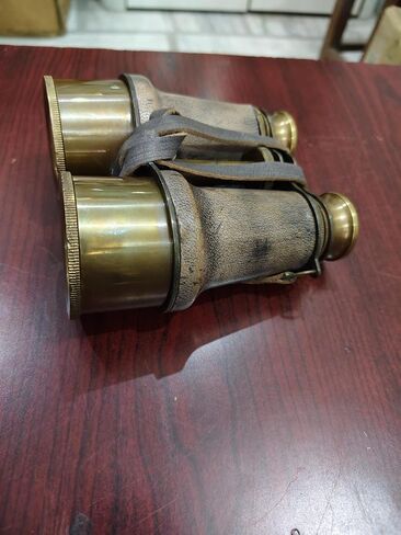 Vintage Brass Binocular with Engraved Leather Cover | Handmade Antique Maritime Opera Glasses | Nautical Collectible | Decorative Binocular in Kuwait