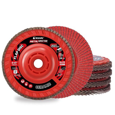 EZARC Ceramic Flap Discs 40 Grit, 4-1/2 x 7/8-Inch, Type 27, 5-Pack | 40 Grit, Ceramic Abrasive, Trimmable Discs, for Weld Grinding, Beveling, Deburring, Blending and Finishing in Kuwait