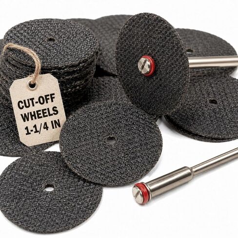 50 Pack Cutting Discs for Dremel, Double Reinforced Cut Off Wheels | Fiberglass Reinforced, Shatter-Resistant, 4 Mandrels Included, 1-1/4 in for 1/8 in Rotary Tools, Metal Cutting Wheel in Kuwait