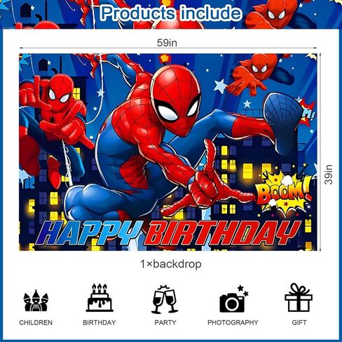 Spider Man Birthday Party Backdrop Photo Background Spider Hero Man Birthday Party Decorations Banner Cartoon Hero Theme Photography Backdrop in Kuwait