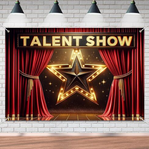 Talent Show Backdrop Banner Starlight Stage Theme Background Decor for Boys Girls Performance Magic Shows Talent Party Birthday Party Favors Decorations Supplies 72x43in-BECKTEN in Kuwait