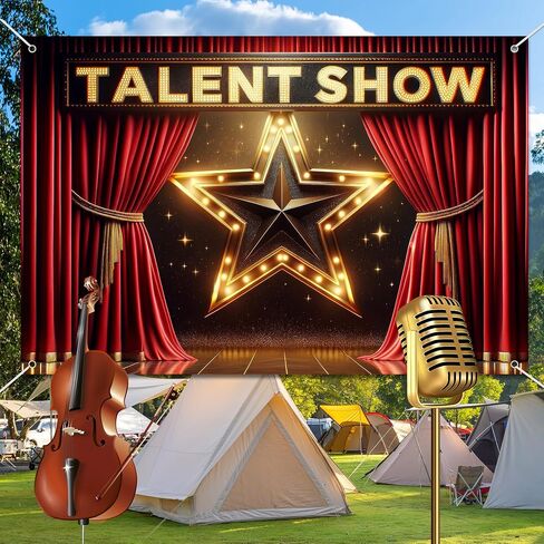 Talent Show Backdrop Banner Starlight Stage Theme Background Decor for Boys Girls Performance Magic Shows Talent Party Birthday Party Favors Decorations Supplies 72x43in-BECKTEN in Kuwait
