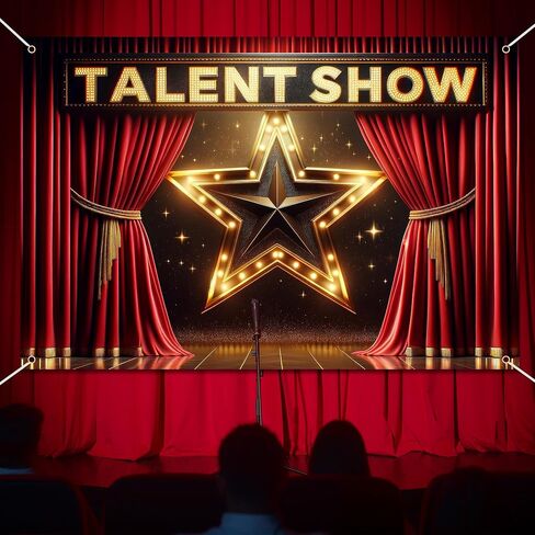 Talent Show Backdrop Banner Starlight Stage Theme Background Decor for Boys Girls Performance Magic Shows Talent Party Birthday Party Favors Decorations Supplies 72x43in-BECKTEN in Kuwait