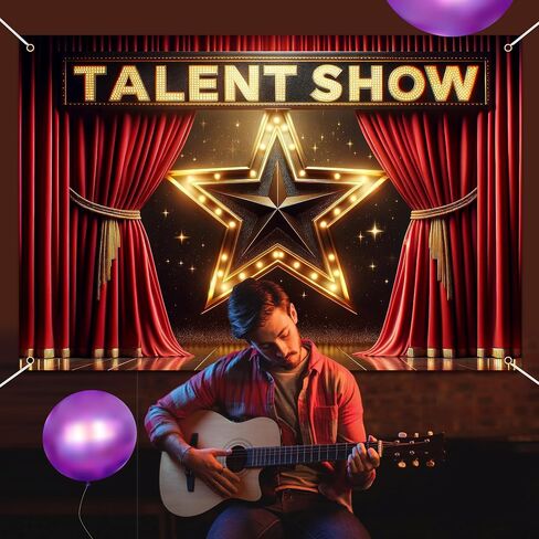 Talent Show Backdrop Banner Starlight Stage Theme Background Decor for Boys Girls Performance Magic Shows Talent Party Birthday Party Favors Decorations Supplies 72x43in-BECKTEN in Kuwait